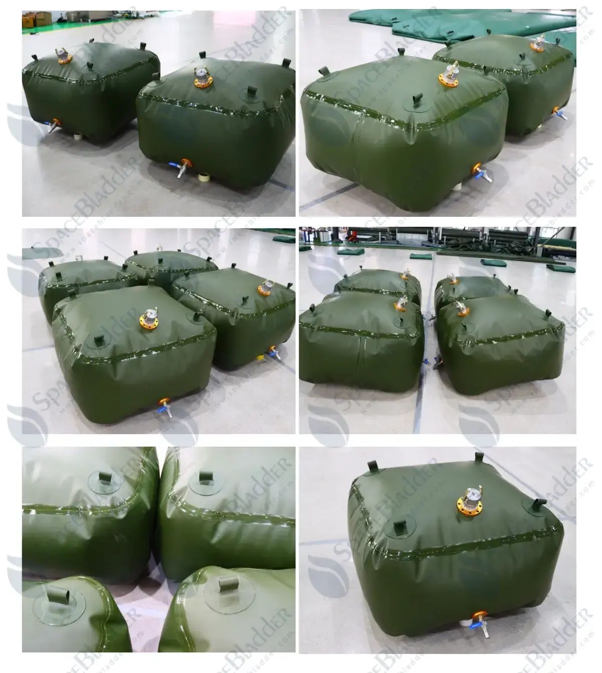 500L TPU Diesel Fuel Bladder Tank - overall view of folded flexible bladder with custom fittings